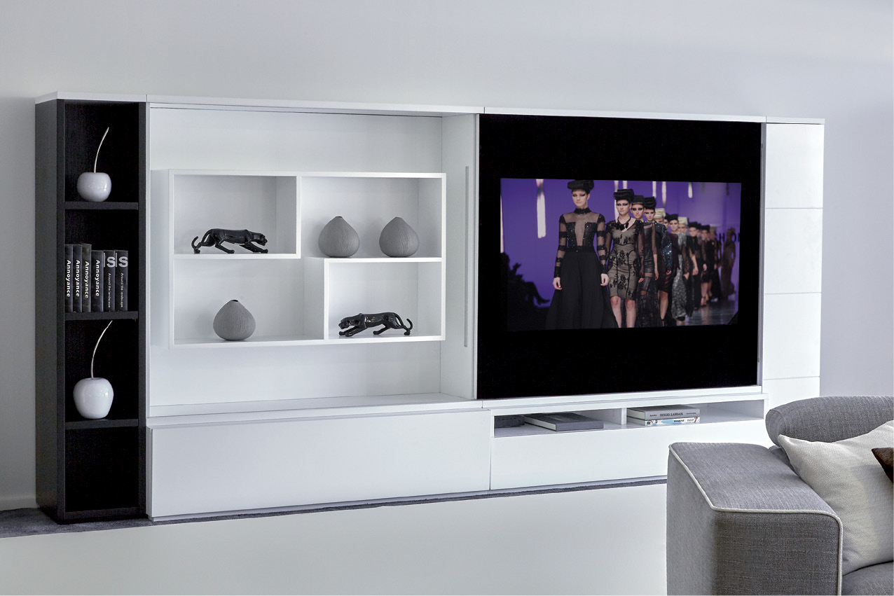 Meuble de salon complet, meuble tv QUIZZ. Composition murale moderne et  design. LEDS incluses